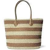 Striped Synthetic Straw Women's Tote Light Weight Vaction Shoulder Handbag