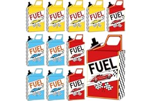 OJUSTBEOK 24PCS Race Car Fuel Can Treat Boxes Racing Birthday Party Supplies Black And White Checkered Flag Party Boxes Colorful Racing Popcorn Candy Cookie Container for Wedding Baby Shower Party Favor Decor