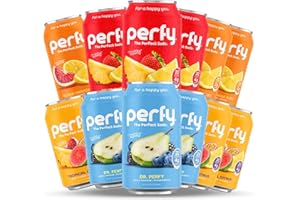 PERFY Caffeine Free Healthy Soda Variety Pack | Made With Real Fruit Juice – Low Sugar Nootropic Drinks with L-Theanine + Turmeric or Ashwagandha | Calming Functional Mocktail Sampler | Keto + GLP-1 Friendly | (12-Pack Healthy Functional Soda Alternative)