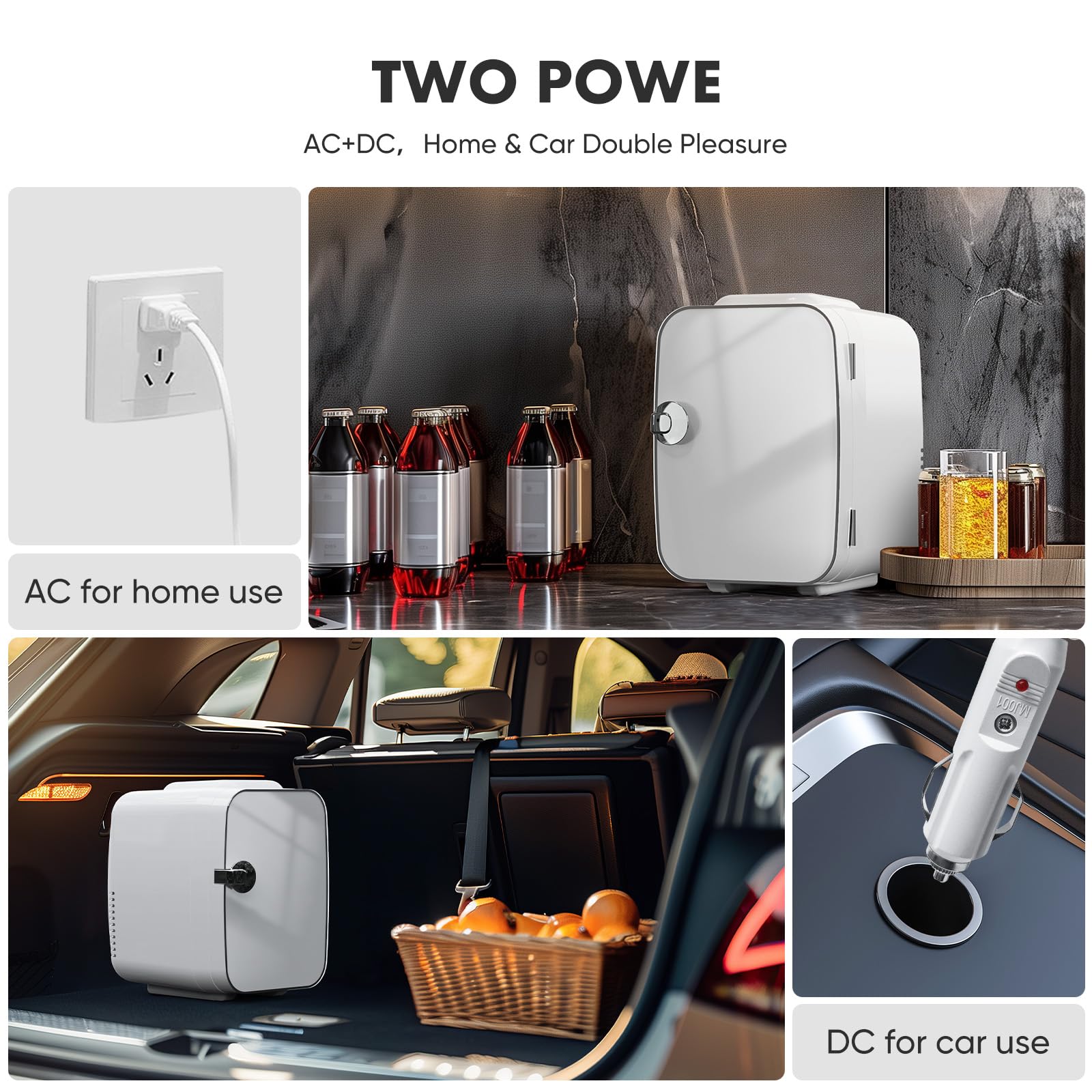 DUMOS 4L Mini Fridge 6-Can Thermoelectric Cooler & Warmer Compact 110V AC/12V DC Refrigerator for Skincare Drinks, and Food – Retro Style for Car, Office, Dorm, Bedroom, White - Image 3