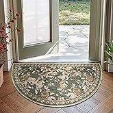 jinchan Eden Floral Area Rug Washable Entryway Rug 2x3 Semicircular Vintage Indoor Doormat Accent Rug Half Circle Lightweight
