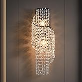 masarayti K9 Crystal Wall Sconces, Adjustable 3-Color LED Wall Light with Titanium Black Metal Frame, Modern Living Room/Bath