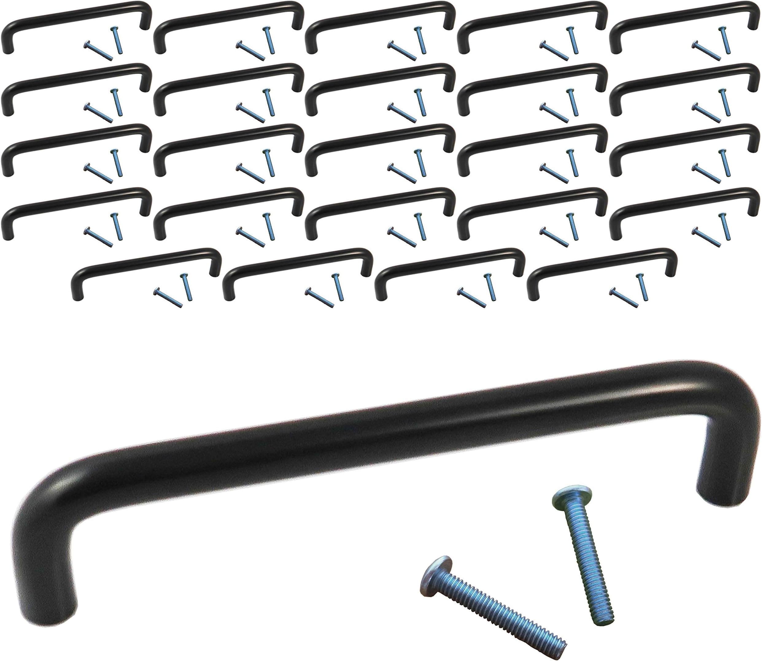 (25 Pack, CC: 5 Inch) Swiss Kelly Hardware Matte Black Kitchen Cabinet Handles Drawer Pulls