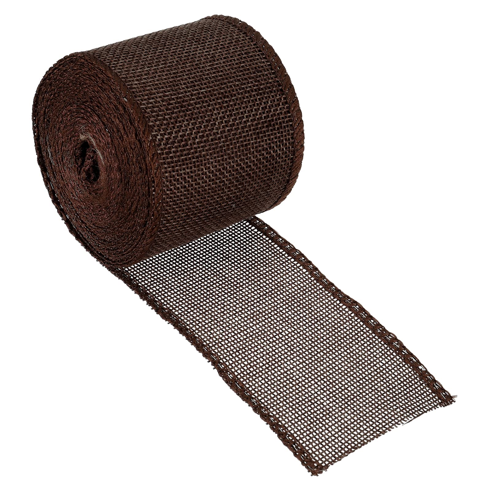 PATIKIL 2.36 Inch Wide 5.47 Yards Burlap Fabric Ribbon, 1 Pack Wired Jute Crafts Roll for Party Home DIY Wrapping Decoration Coffee