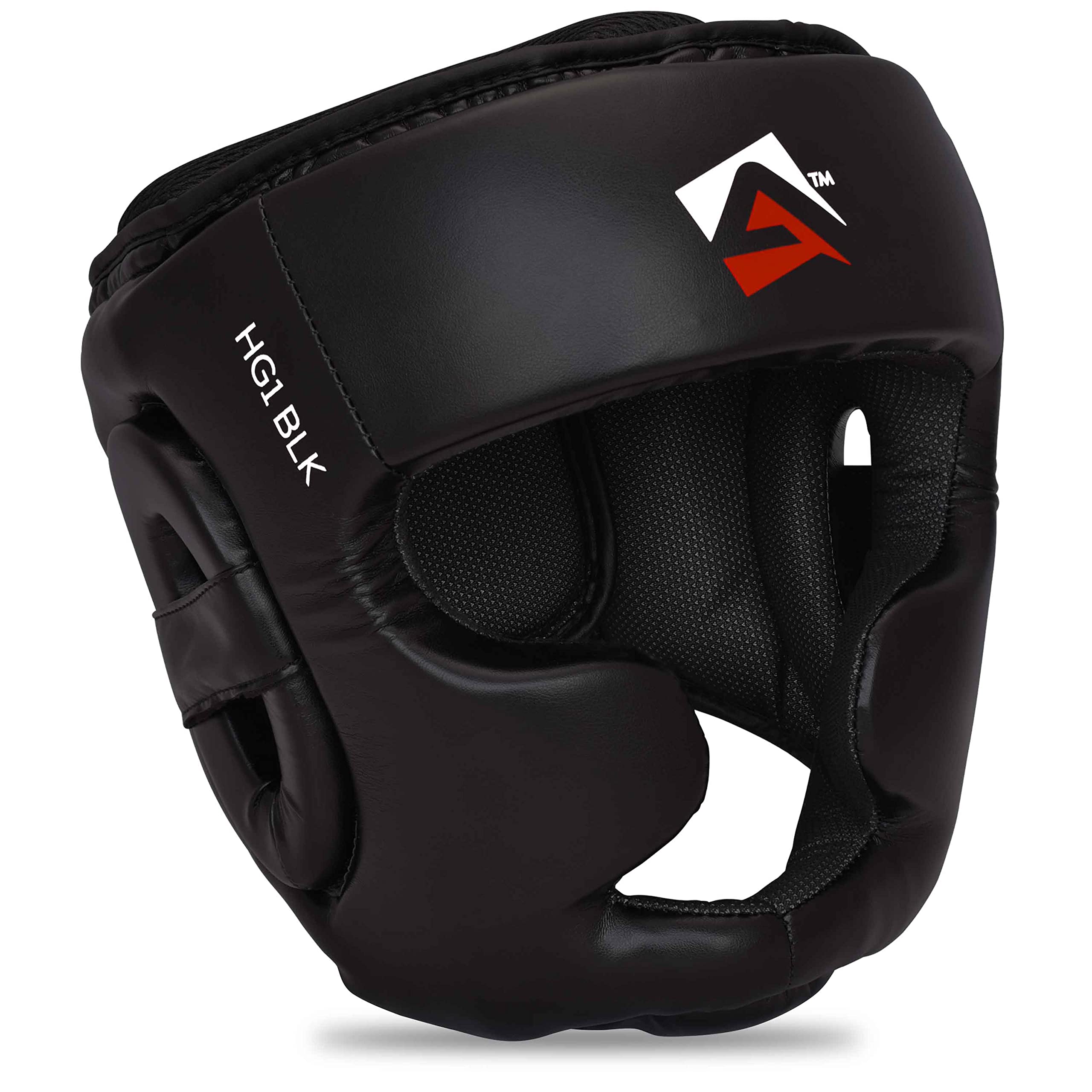 AQF Boxing Headguard MMA Training Headgear Muay Thai Full Face Protection Guard Sparring Helmet Head Guard (Black, S)
