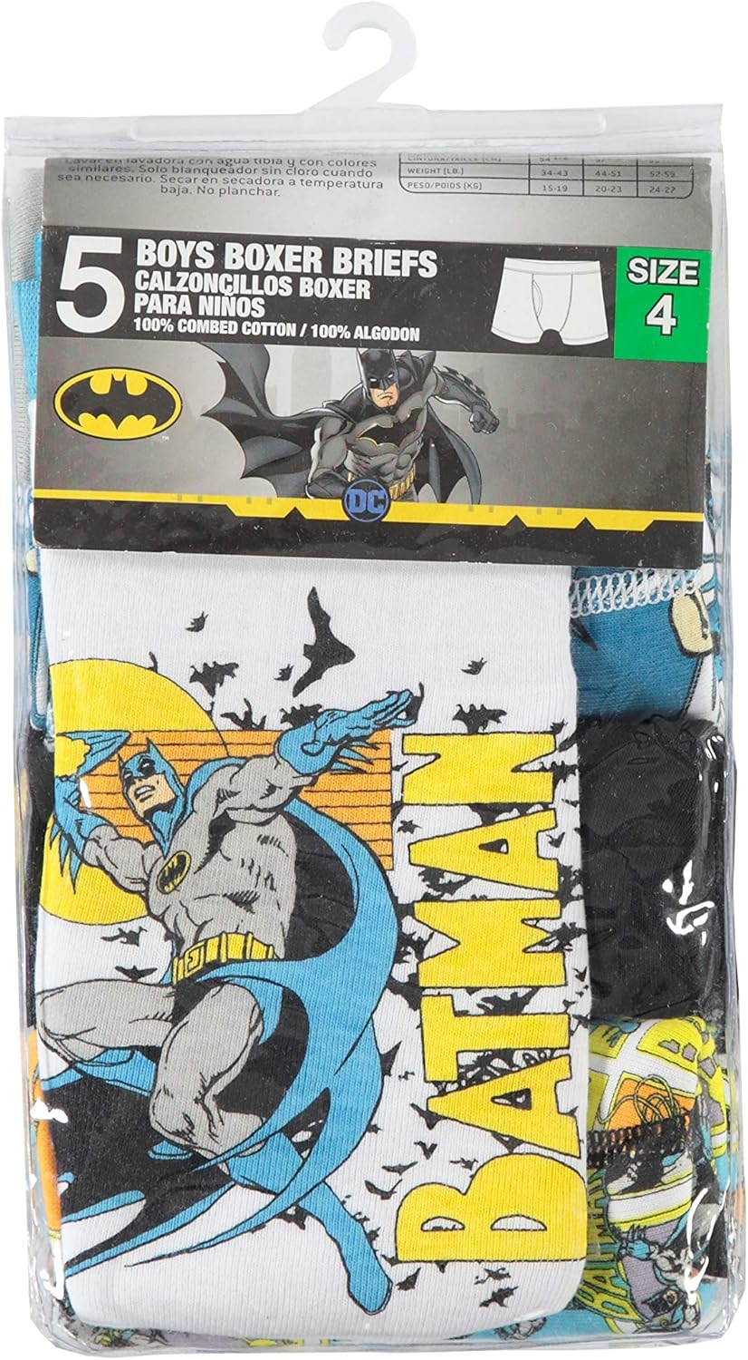DC Comics Boys' Batman Classic 5pk Boxer Briefs: Clothing