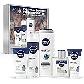 NIVEA MEN Sensitive Skin Care Set for Men, Face Wash, 5 Fl Oz + Body Wash, 16.9 Fl Oz + Shave Gel, 7 Oz + Soothing Post Shave Balm, 3.3 Fl Oz + Face Lotion SPF 15, 2.5 Fl Oz