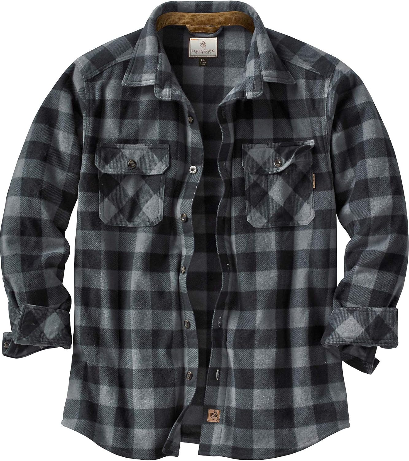 Legendary Whitetails Men's Navigator Fleece Button Up Shirt: Clothing