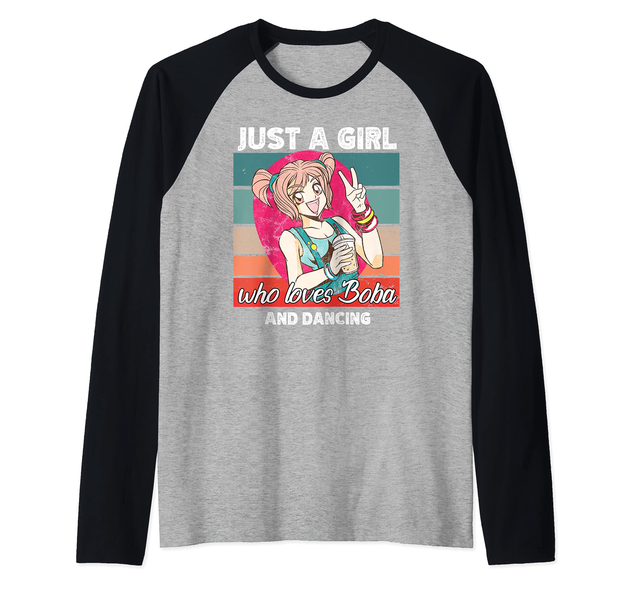 Just a girl who loves boba and Dancing kawaii Raglan Baseball Tee