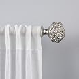 Exclusive Home Crystal Ball Curtain Rod Set | Adjustable 36-72 Inches, Matte Silver With Acrylic Finials