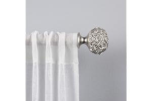 Exclusive Home Curtains ER1004-01 3672 Peony 1" Curtain Rod and Finial Set, 36"-72", Matte Silver