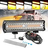 Auxbeam 12 Inch LED Light Bar, 6 Modes Strobe Amber