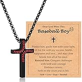 Baseball Soccer Basketball Football Necklace Gifts for Boys Kids, Sports Stuff Accessories Cross Necklace Jewelry for Little Boys Birthday Christmas Valentines Easter Baptism Communion Graduation Gifts
