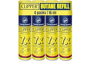 Clipper Butane Refill for Lighters – 16 ml, Pack of 4 Units - Universal Compatible with All Refillable Butane Lighter, Torch 