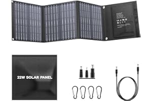 SINKEU 22W Foldable Solar Panel with USB-C, USB-A Outputs for Phones, Tablets, IPX4 Waterproof Portable Solar Panel Solar Charger for Camping, Hiking, Backpacking, Power Outage