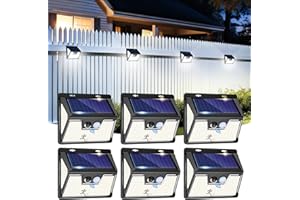 vighep 6 Pack Solar Fence Lights Outdoor, Waterproof Outside Lights with Motion Sensor (3 Modes 178LED), Bright Wireless Wall Light for Deck Yard Garden Driveway Pathway, Cold White