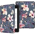 Fintie Slimshell Case for 6" Kindle Paperwhite (10th Generation, 2018 Release) - Premium Lightweight PU Leather Cover with Auto Sleep/Wake for Amazon Kindle Paperwhite E-Reader, Blooming Hibiscus