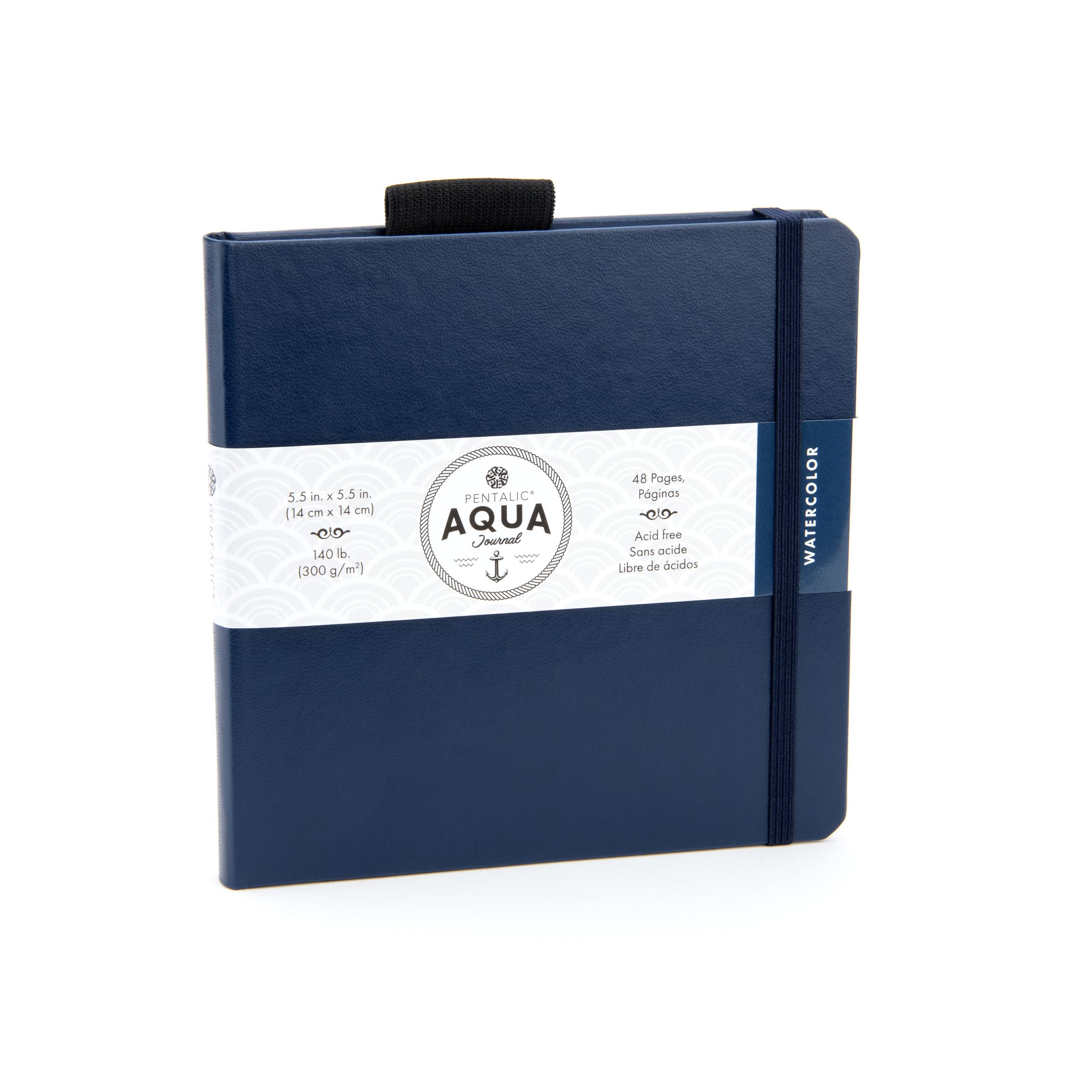 Pentalic 5.5" x 5.5" Aqua Journal, Watercolor, 48 Pages, Blue