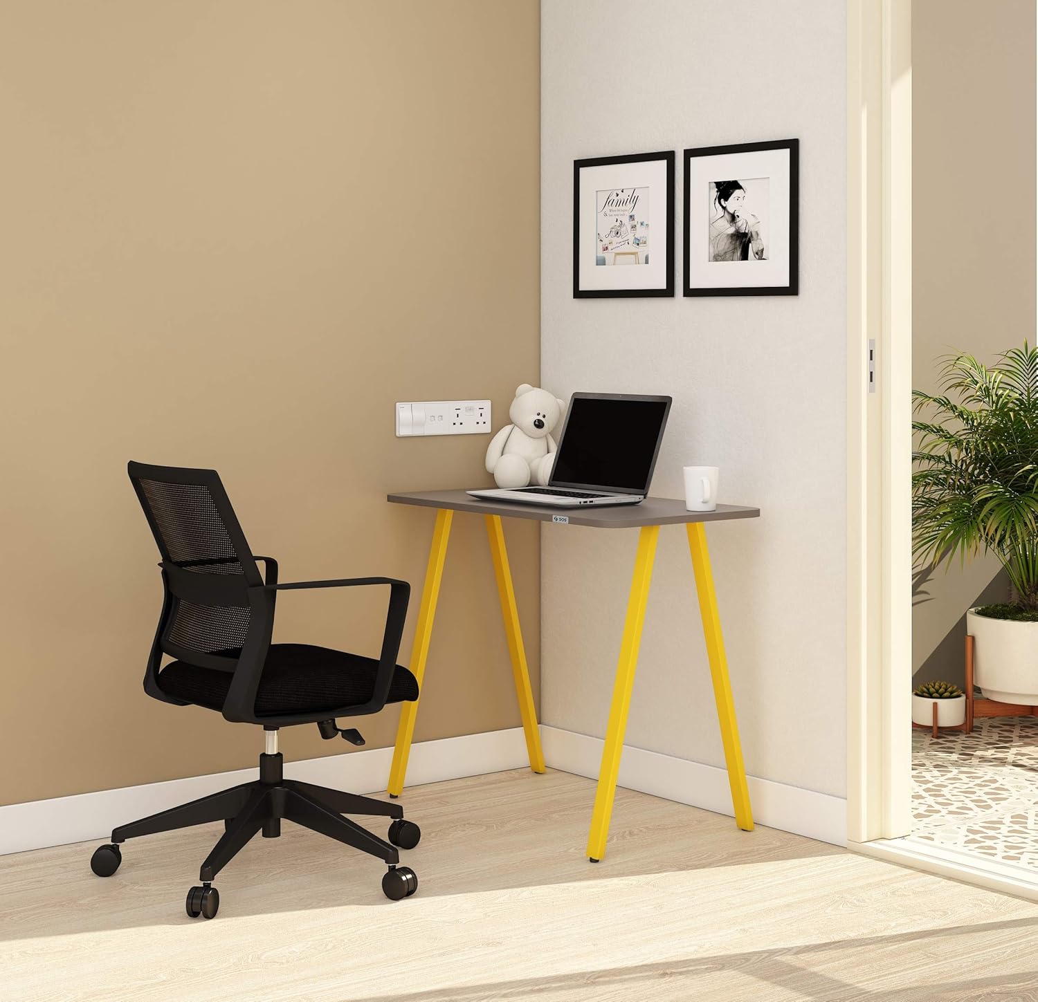 Sos Space Wood Lite Office A Line Desk Home And Office Table Standard Yellow Amazon In Home Kitchen
