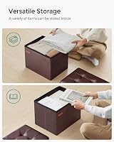 SONGMICS Storage Ottoman Foldable Foot Rest 31x41x31 cm Chestnut Brown LSF100K52 view 4
