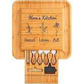 Personalized Charcuterie Cutting Board with Birth Flower Design, Grandma’s Garden Gift for Mom or Grandma, Custom Cheese Board Christmas Birthday Mothers Day Gift from Grandkids Son Daughter