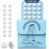Alfaly 16 Pairs Pearl Veil Weights - Strong Magnetic Non-Damaging Hold for Long Bridal Veils - Subtle Design Wedding Veil Weights - Premium Viel Magnets Outdoor Wedding Dress Accessories