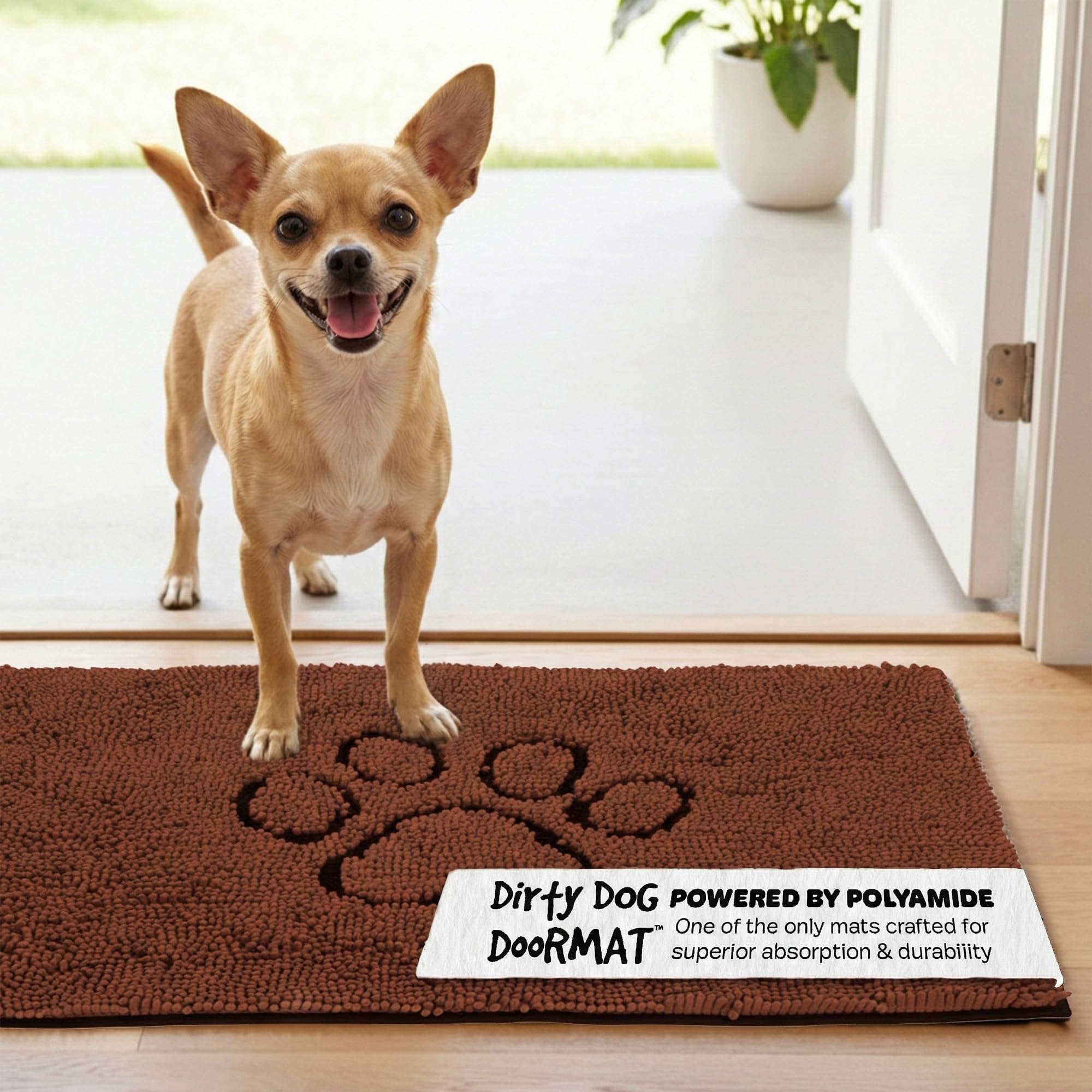 Dog Gone Smart Dirty Dog Microfiber Doormat, Super Absorbent, Machine Washable with Non-Slip Backing, Small, Brown — image 1