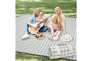 G GOOD GAIN Picnic Blankets Outdoor Extra Large - 80"x80" Portable Waterproof Picnic Blanket, Machine Washable 3-Layer Foldable Park Mat with Sandproof Backing for Grass, Hiking, Travel, Concerts, Indoor (Green)