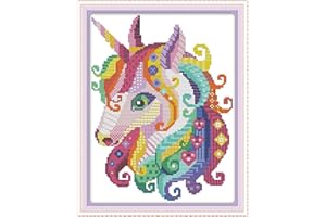 CROSSDECOR Unicorn Cross Stitch Kits Stamped 11CT 11X15 inch Counted Cross Stitch kits for Adults Pre-Printed Cross-Stitching Starter Patterns for Gift and Home Decor