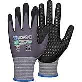 KAYGO MicroFoam Nitrile Coated Work Gloves, 3 Pairs KG19N Seamless Knit Nylon, Micro Dots for Enhanced Grip, Breathable and Durable, Ideal for Automotive, General Assembly, Painting, Gray, M