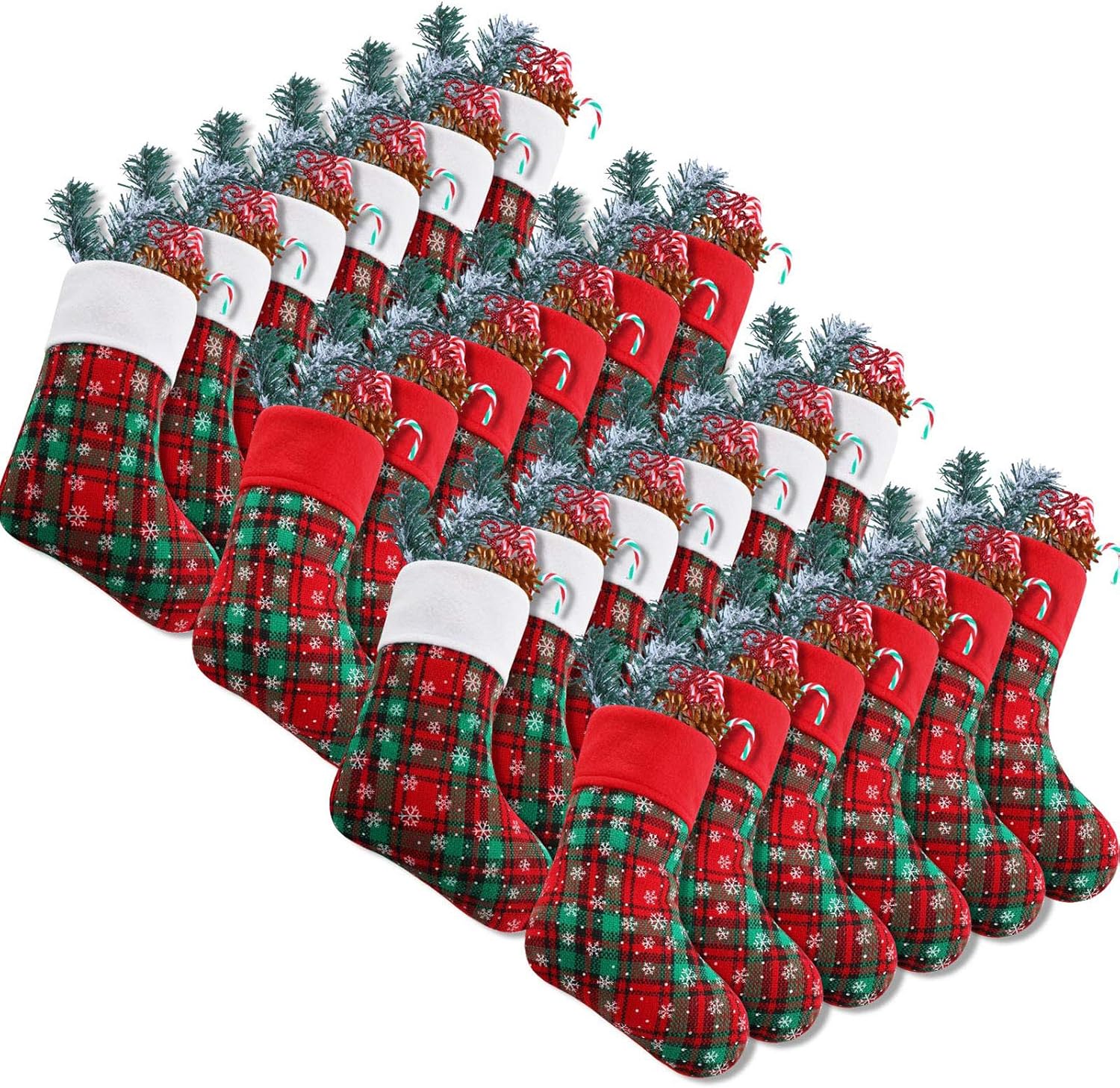 Stockings & Holders - Syhood 9 Inch Christmas Mini Stockings Plaid Snowflake Christmas Stockings Christmas Hanging Stockings for Xmas Party Decorations (24)