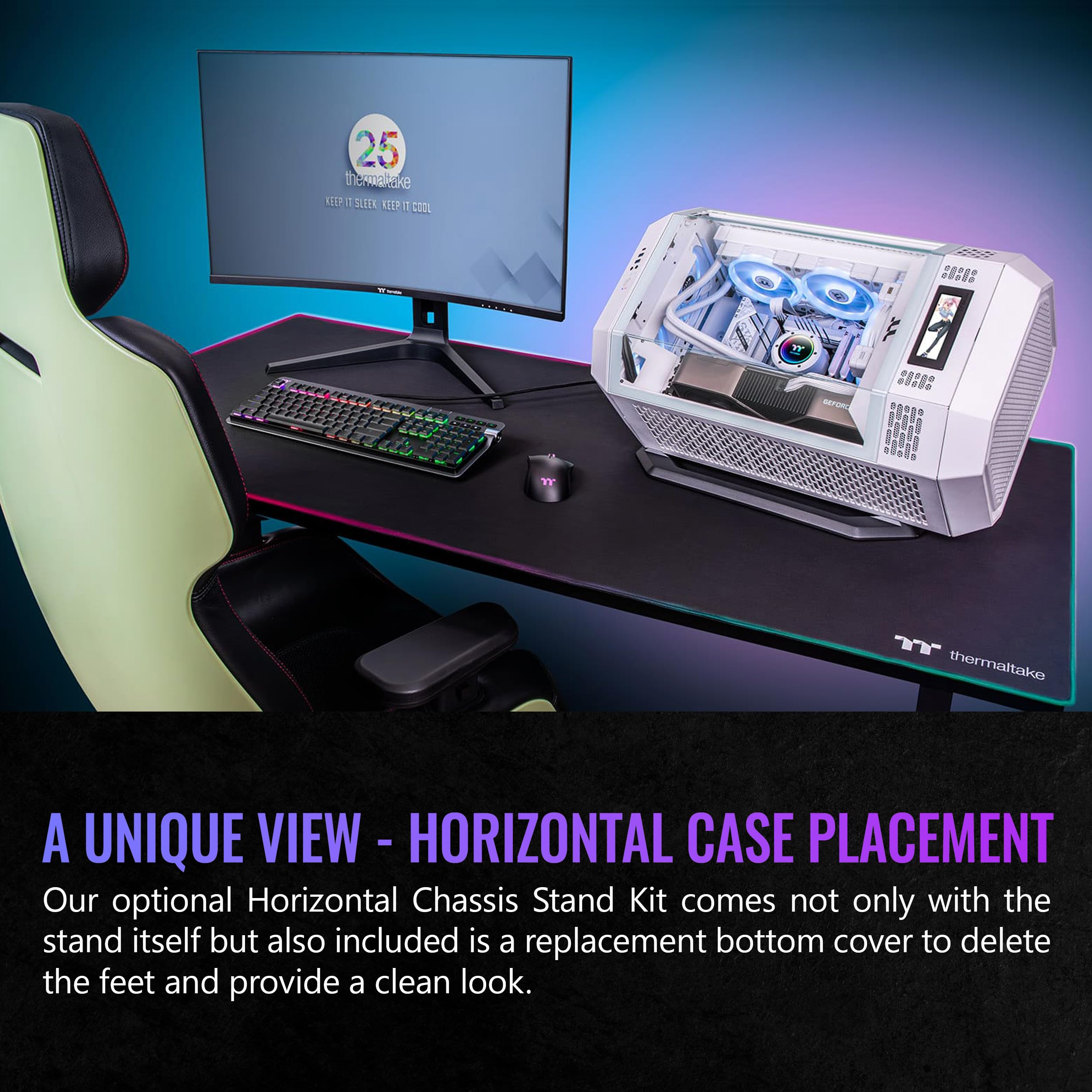 Thermaltake Tower 300 Matcha Green Micro-ATX Case; 2x140mm CT Fan Included; Support Up to 420mm Radiator; Optional Chassis Stand Kit Allows Horizontal Display; CA-1Y4-00SEWN-00; 3 Year Warranty