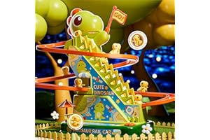 BLmukce Small Dinosaur Climbing Slide Stair Toy for Toddlers 3-5 - Electric Dinosaur Race Tracks Slide Toy with Light and Music, Toddler Toys Birthday Gifts for 3 4 5 Years Old Boys Girls