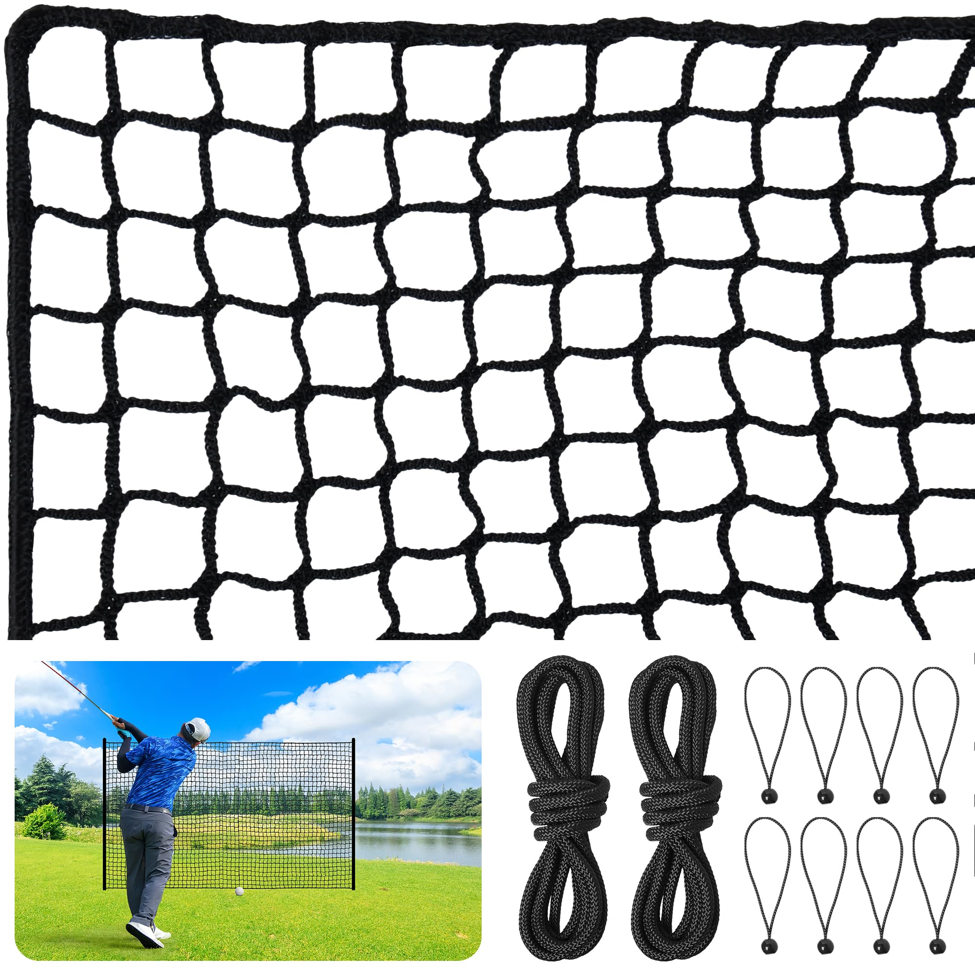 Photo 1 of 10×6.5ft Easy Set up Golf Practice Net with 8 Elastic Buckle and 2 Ropes,Durable and Study Nylon Golf Hitting Nets,Vomov Widely Used Barrier Net,Indoor and Outdoor Sports Net for Backyard,Basement