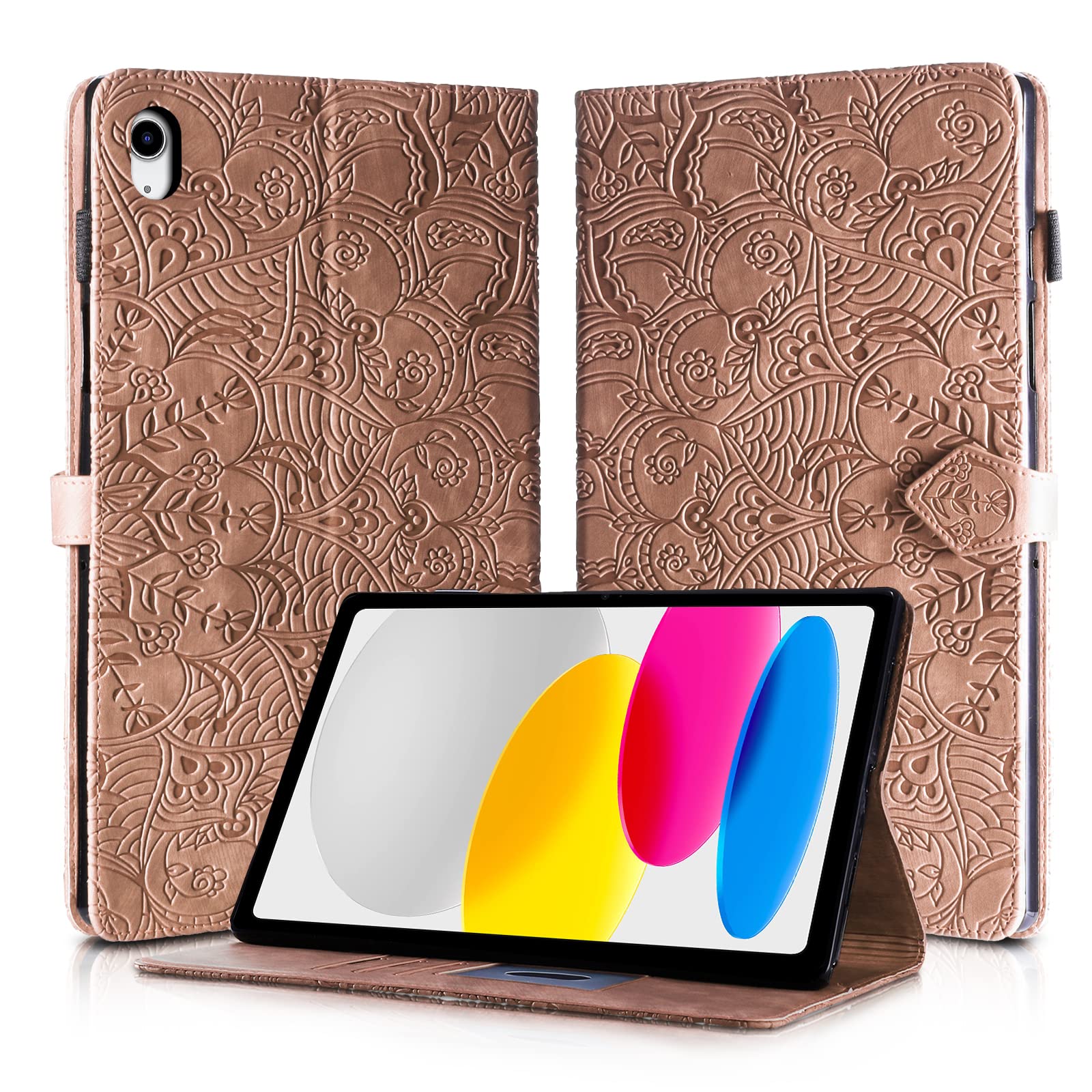 Rostsant iPad 10.Generation 2022 10,9 Inches Tablet Cover Case PU Leather Magnetic Closure Protective Card Slots Wallet for iPad 11 (A16) 2025 Brown