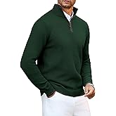 Arcciit Men's Quarter Zip Pullover Sweatershirt Lightweight Polo Casual Knit Sweaters for Men