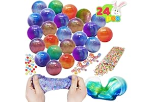 Joyin 24 Pcs Slime Eggs Filled with Confetti Accessories, Galaxy Slime Easter Eggs, Stress Relief Putty Balls for Kids Easter Eggs Hunt, Basket Stuffers Filler, Classroom Prize and Party Favors