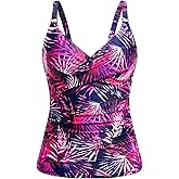 Women Tankini Top Only - Tummy Control Bathing Suit Top V Neck Twist Front Swim Tank No Bottom 2025