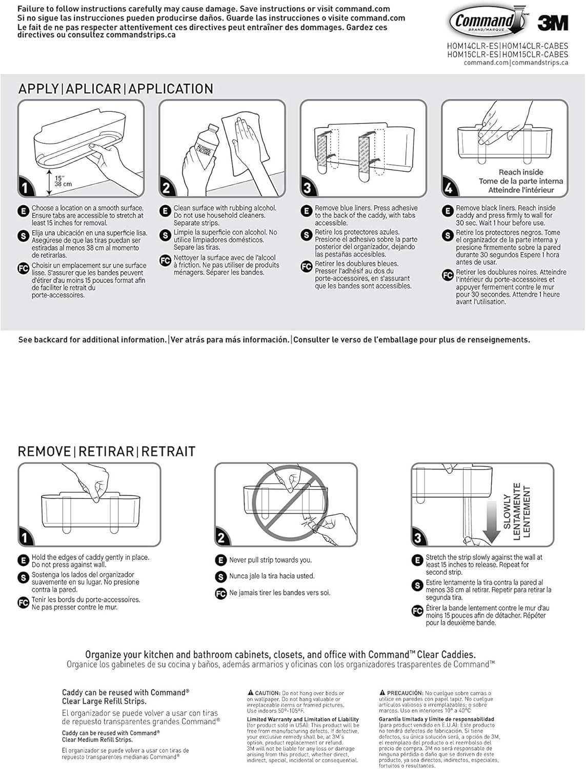 Command Large Caddy, Clear, Organize your dorm - Kitchen Storage And Organization Product Sets - 