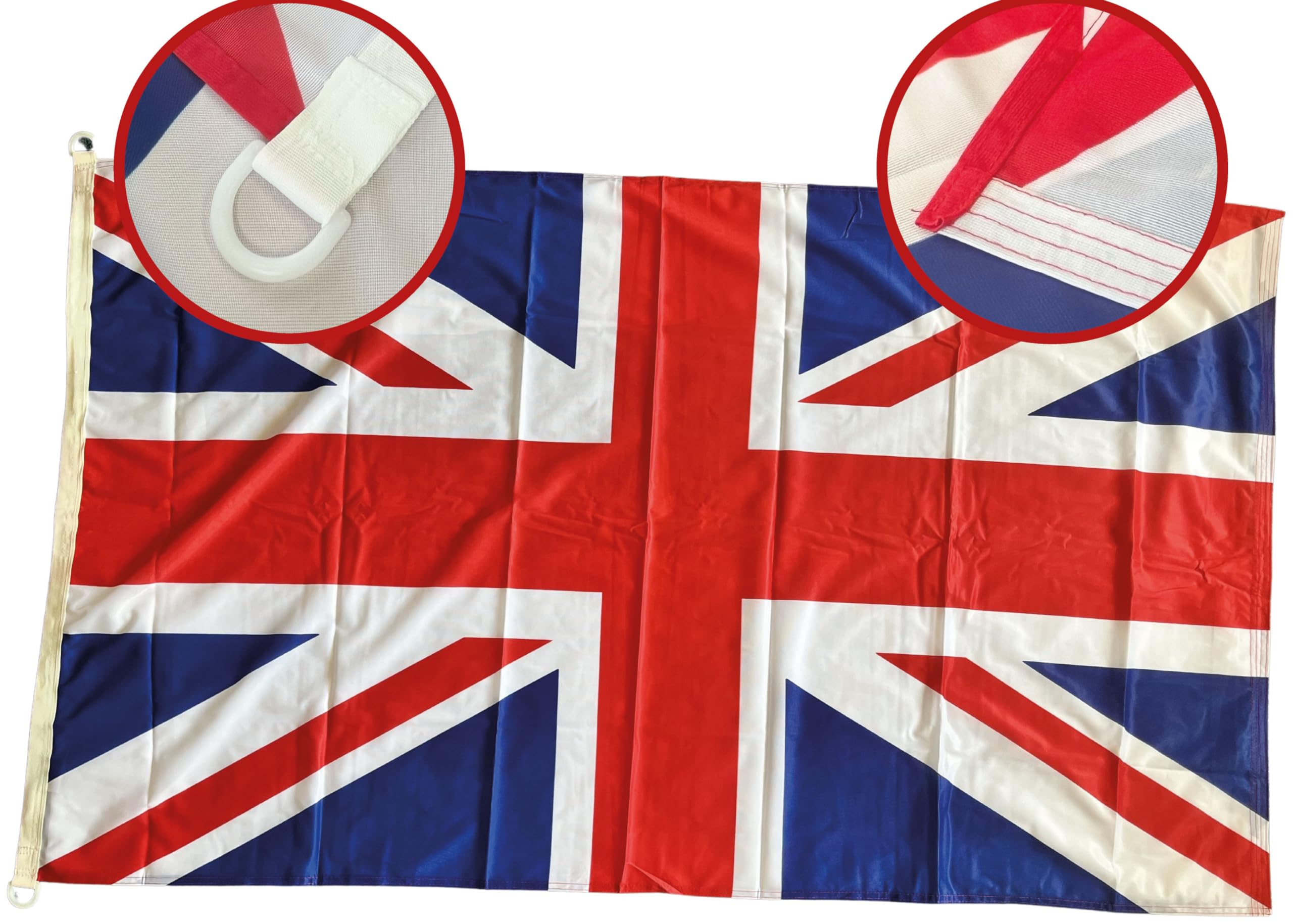 NWFlags Union Jack Flag 150d Nylon D Rings 5ft x 3ft for Professional Flagpole | Strong Union Flag