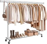 SONGMICS Clothes Rack on Wheels Heavy Duty 150 kg Extendable Rail 160-200 cm