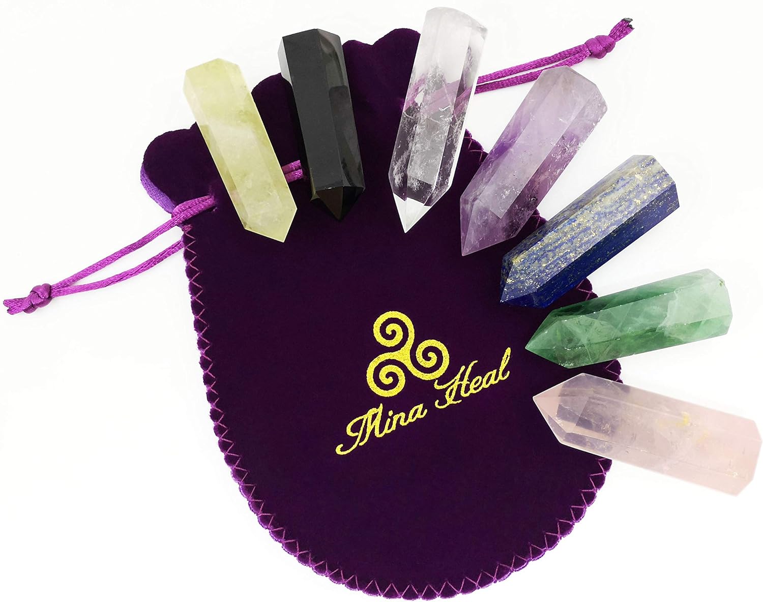Healing Crystal Wands Point Faceted Prism Bars for Reiki Chakra Meditation Therapy Deco (Set of 7 Wands), 60 - 80 mm - Image 3