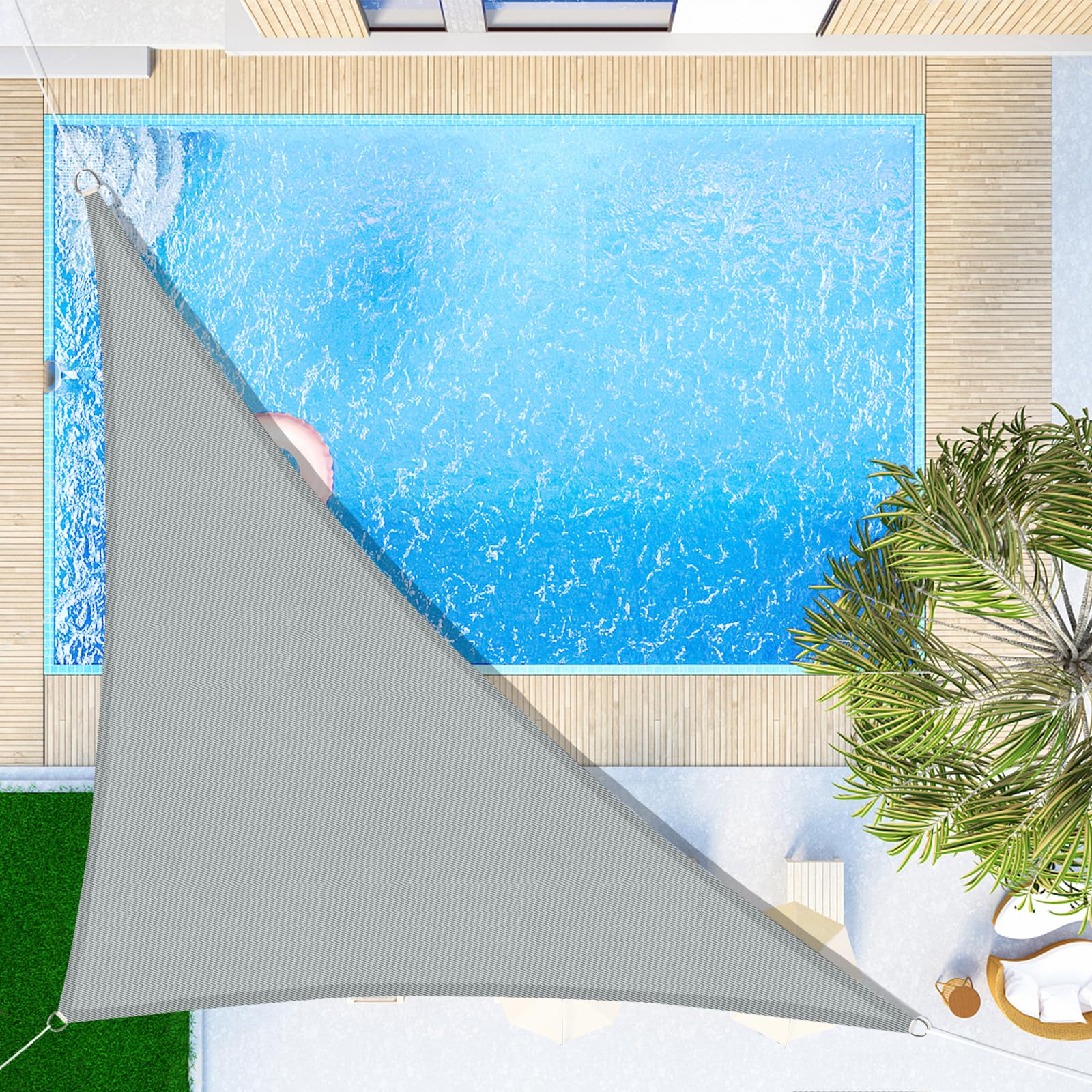 SUNNY GUARD Sun Shade Sail Triangle 3x3x4.25m Waterproof UV Block for Garden Outdoor Patio - Grey — image 1