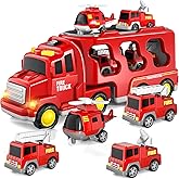 Fire Trucks Toddler Toys for 1-3 3-5 Year Old Boy, 5-in-1 Fire Car Truck Toy for Toddler Girls Age 1 2 3 4 5 6, Christmas Bir