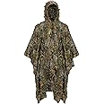 Ginsco 3D Leafy Camo Poncho Camoflage Woodland Cape Lightweight Ghillie Suit for Men, Ghillie Hood for Turkey Hunting Bird Watching Military Training Outdoor Airsoft Wildlife Photography Halloween