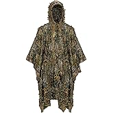 Ginsco 3D Leafy Camo Poncho Camoflage Woodland Cape Lightweight Ghillie Suit for Men, Ghillie Hood for Turkey Hunting Bird Watching Military Training Outdoor Airsoft Wildlife Photography Halloween