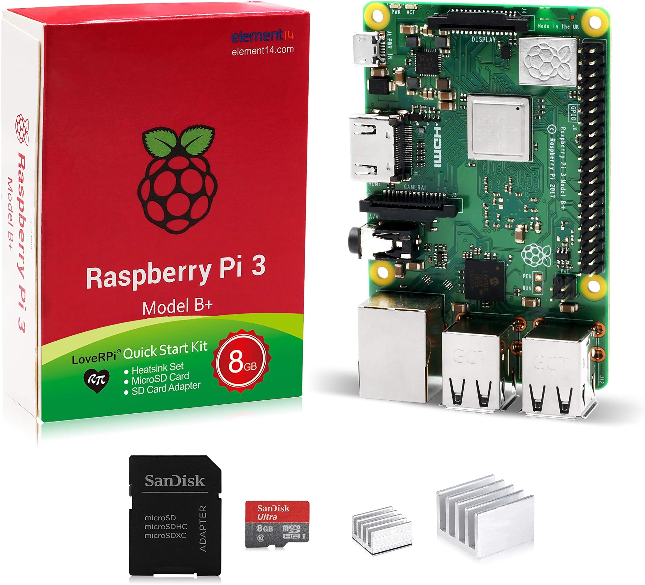LoveRPi Raspberry Pi 3 B+ 8GB Raspbian Quick Start Kit