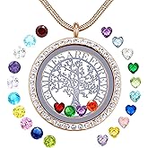 GOKING Familes Are Forever Family Tree of Life Floating Locket Necklace with 24 Birthstones