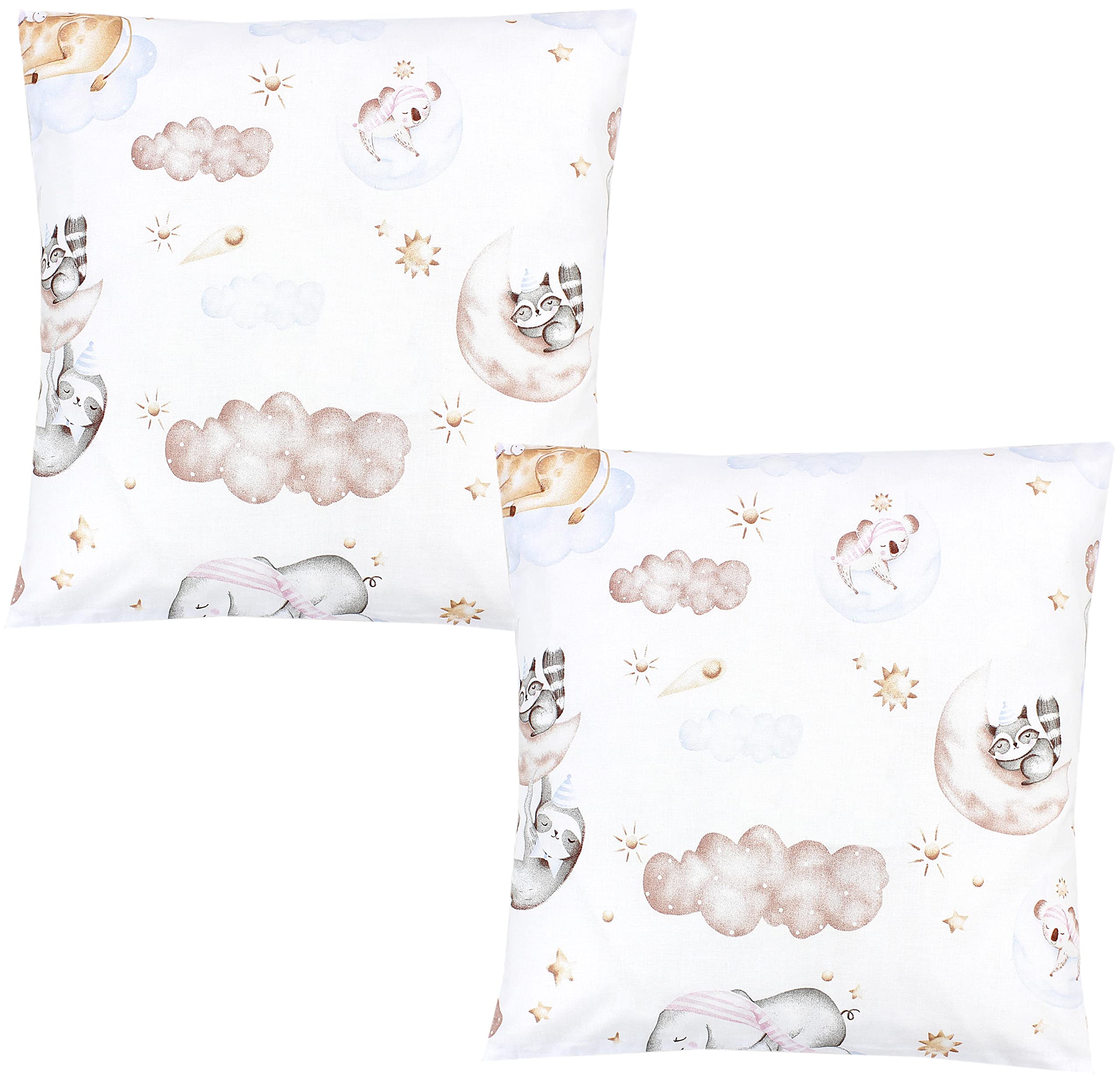 TupTam Children's Cushion Cover Decorative Patterned with Hotel Fastener Set of 2, Animals on clouds, 80 x 80 cm — image 1