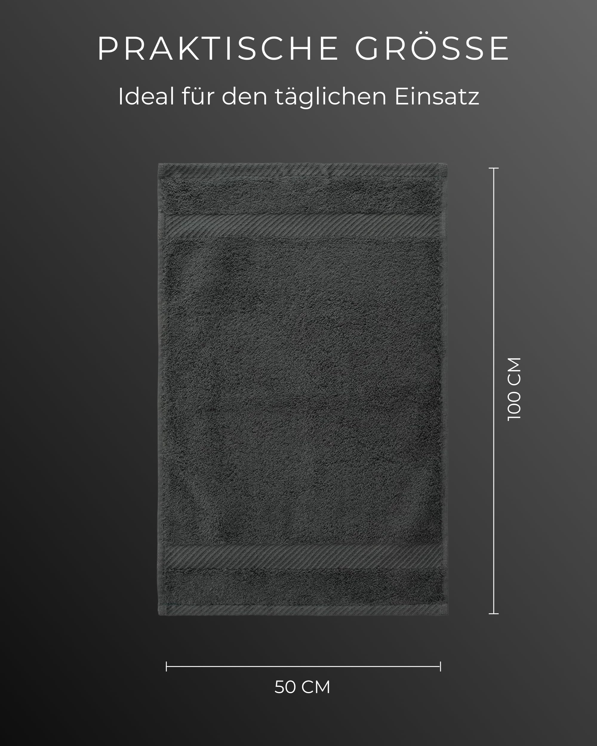 Luckytowel Handtücher Set 50x100 cm – Oeko-TEX Handtuch-Set aus 100% Baumwolle mit 600 g/m² – Frottiertücher mit Aufhängeschlaufe – flauschig & saugstark – Frottee Handtuchset – 10er Pack Anthrazit 4